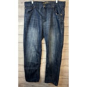 Sigma Premium Collection Jeans Mens 38x32 Blue Straight Leg Denim Flap Pockets